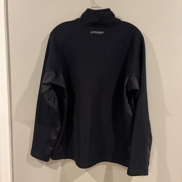 Spyder Sweater Mens Large Long Sleeve 1/4 Zip Neck Black  Winter Casual Jacket - Picture 2 of 7